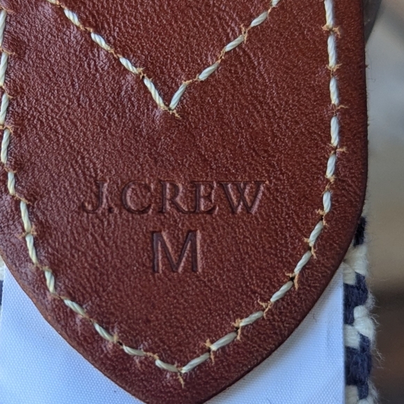NWOT J. Crew Woven Cotton and Leather Nautical Sailor Belt Medium White Blue - Picture 3 of 6